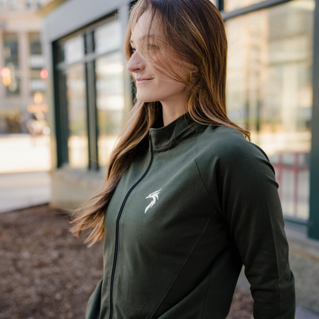 WOMEN'S VALOR ZIP UP - ARMY GREEN