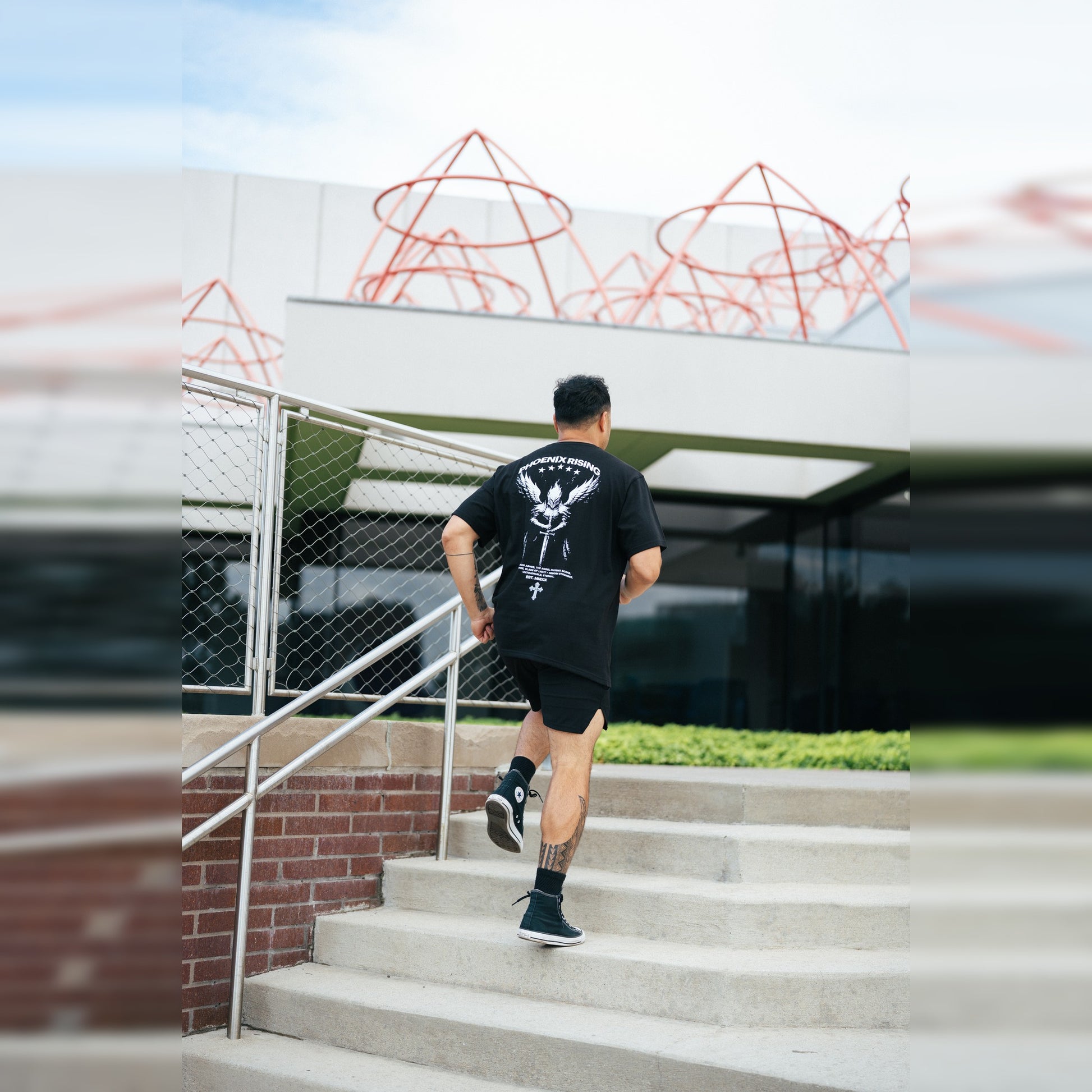 Men's Phoenix Rising Premium T-Shirt in Phantom Black, back view