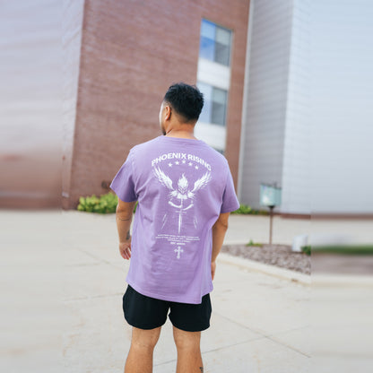 Men's Phoenix Rising Premium T-Shirt in Vintage Purple, back view