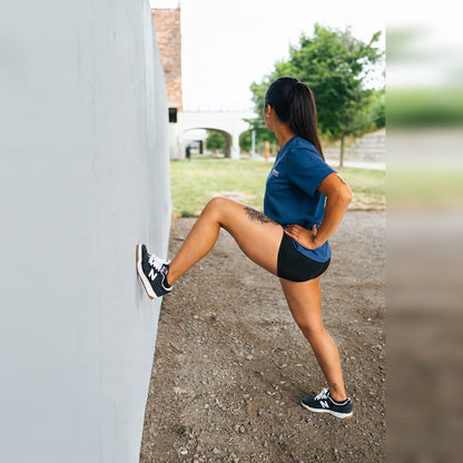 Women's Phoenix Rising Premium T-Shirt in Storm Blue, lifestyle photo, side view