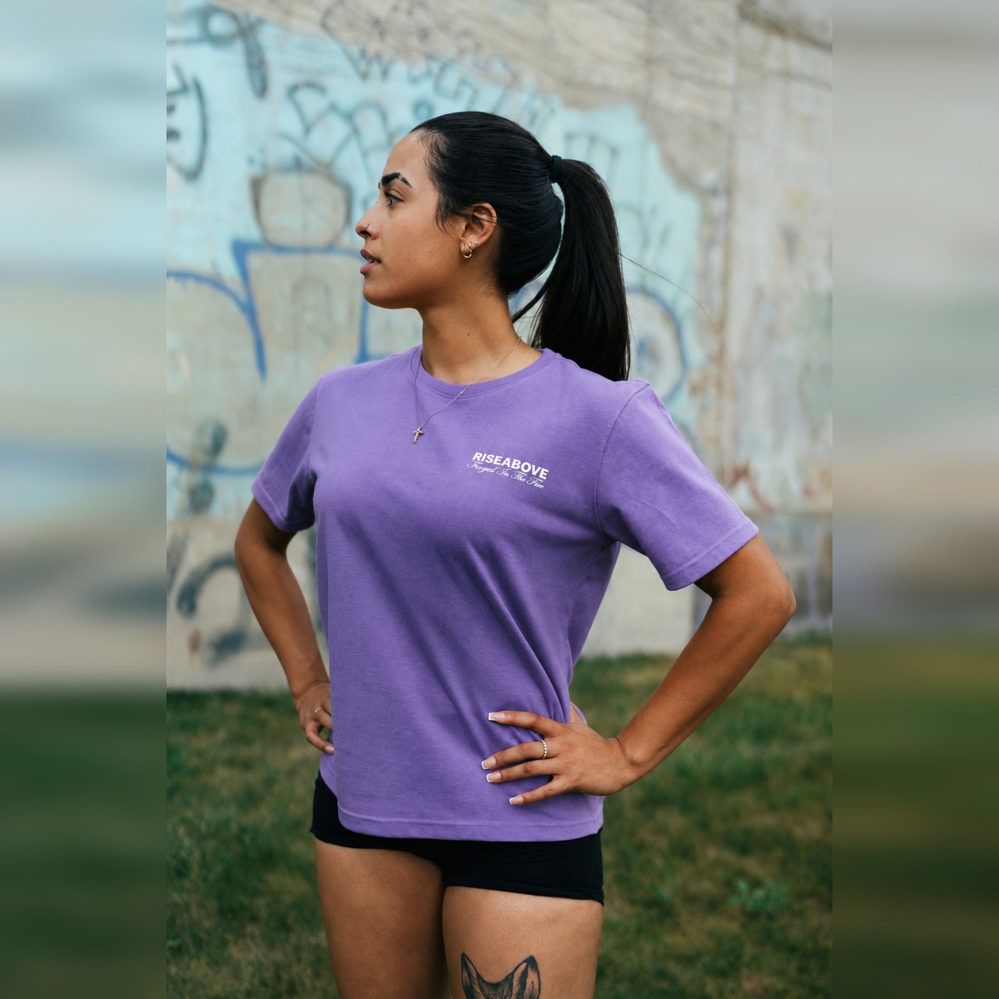 Women's Phoenix Rising Premium T-Shirt in Vintage Purple, front view