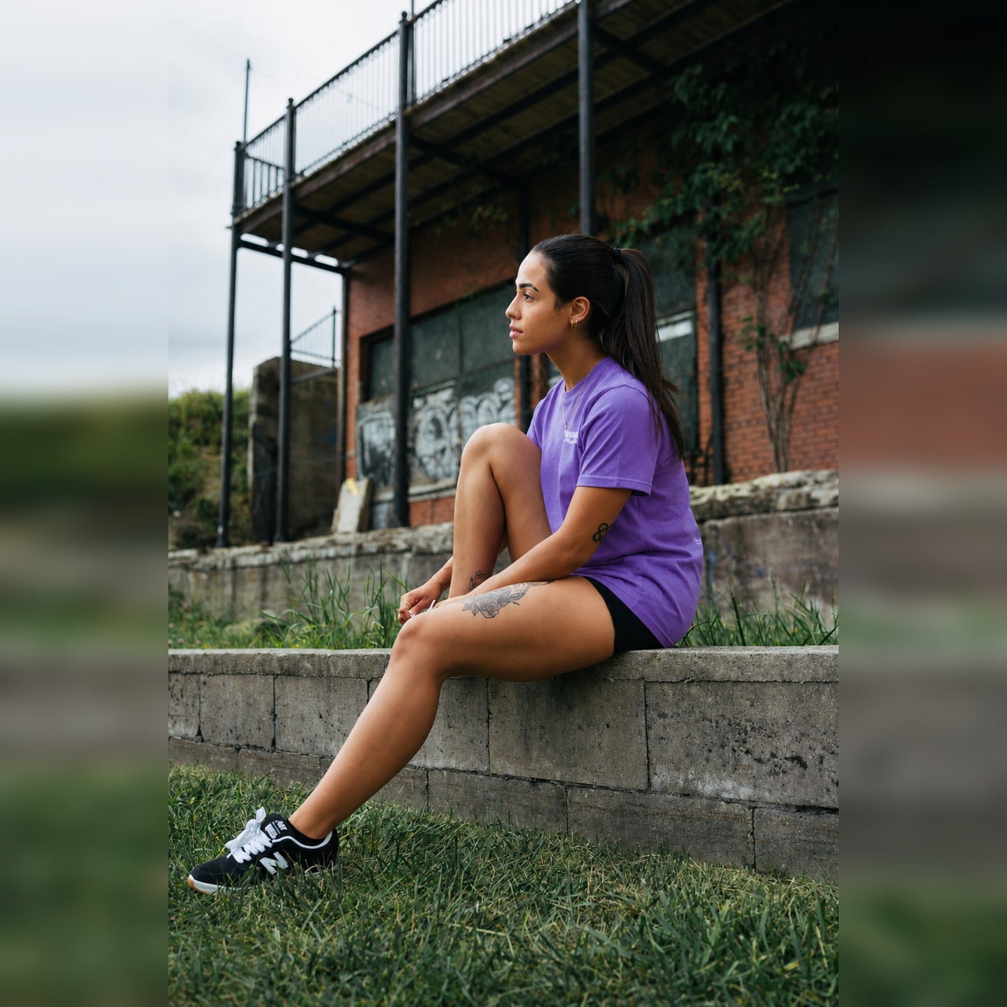 Women's Phoenix Rising Premium T-Shirt in Vintage Purple, lifestyle photo, front